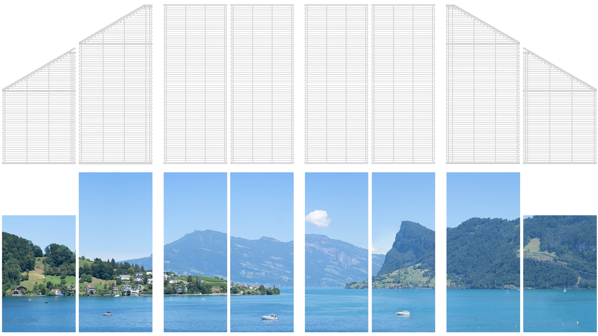 Zuschnitt und Druckbahnen für die Konfiguration von individuell bedruckten Plissees